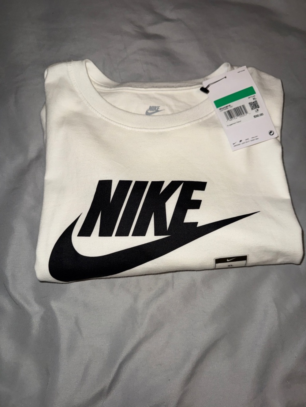 BRAND NEW Nike White Crewneck with Black Swoosh